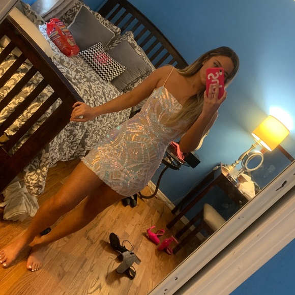 Lucy in the Sky | Dresses | Starstruck Strappy Dress In Nude Iridescence |  Poshmark